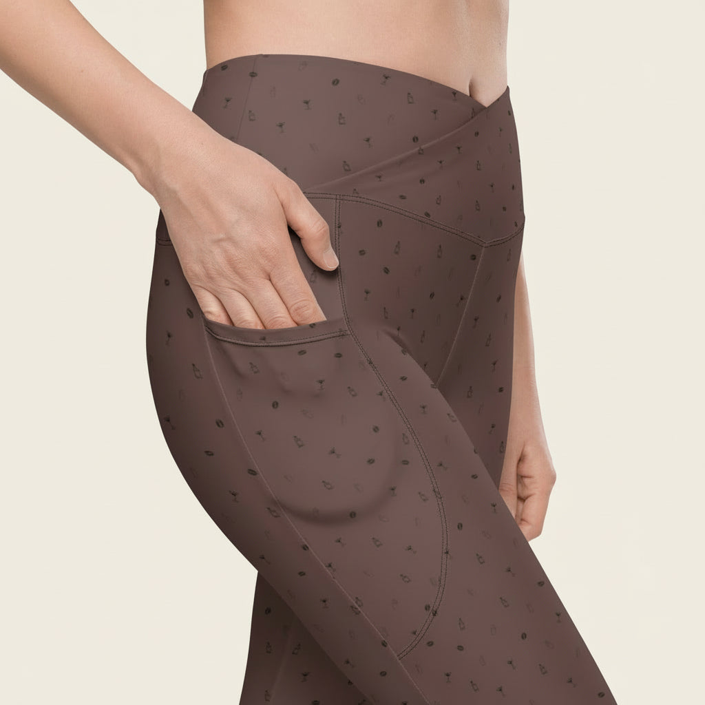 Espresso Tini Crossover Leggings in Brown