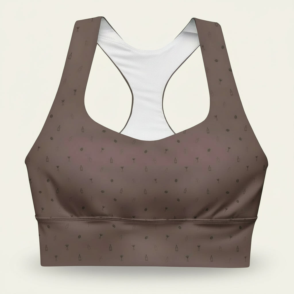 Espresso Tini Longline Sports Bra in Brown